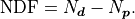 \mathrm{NDF} = N_{\bm{d}} - N_{\bm{p}}.