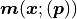 \bm{m}(\bm{x}; (\bm{p}))