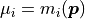 \mu_i = m_i({\bm p})